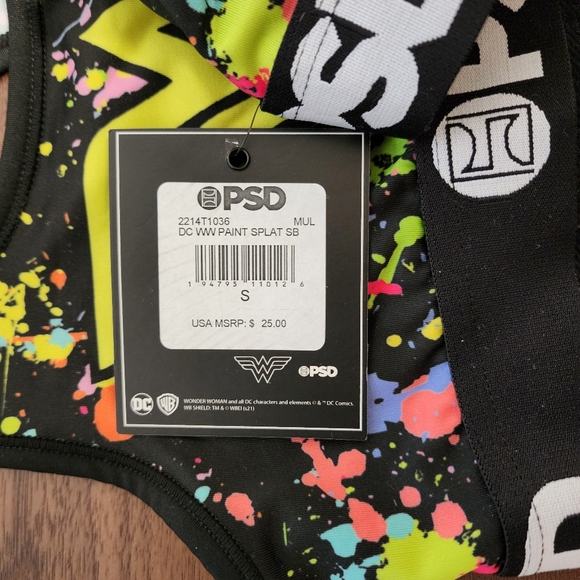 NWT PSD DC Wonder Woman Paint Splatter Women's Sports Bra - Picture 3 of 5